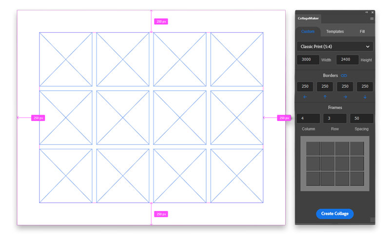 Photoshop collages: grid layout generated in the CollageMaker live preview