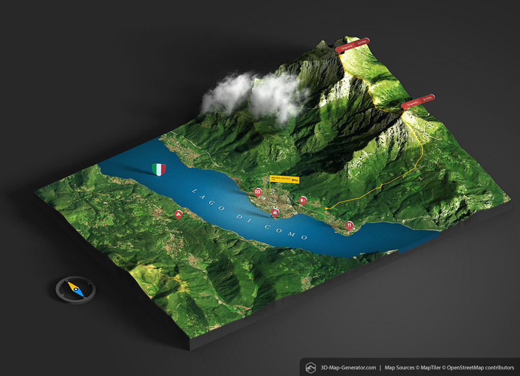 Screenshot of the 3D Map Generator Photoshop plugins creating an isometric 3D terrain in Adobe Photoshop.